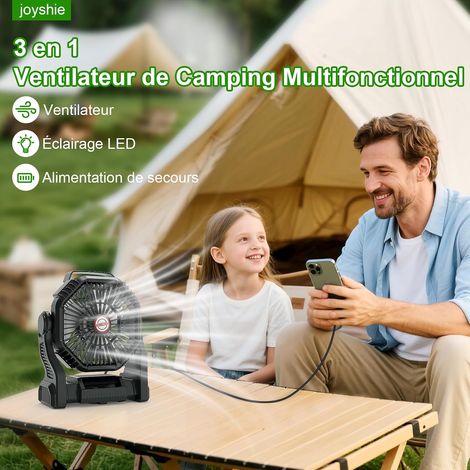 Fan of Camping, Fan Portable Rechargeable 10000mah 4 Speeds, Fan USB Quiet with Light LED, for Home Camping [Class energy-efficient E] (1/4)
