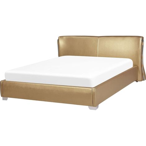 Bed Leather PARIS 140 x 200 cm (EU Double) Gold