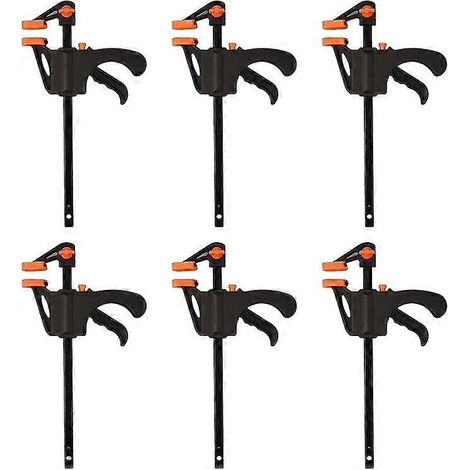 Lot de 6 serre-joints à cliquet à une main, serre-joints rapides en F, serre-joints de charpentier, idéaux pour un serrage rapide et facile. (1/5)