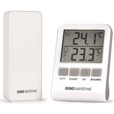 Digitales Innen/Außen-Thermometer - SCS SENTINEL - HCN0062 DigiThermo Innen/Außen - Reichweite: 60 m - 433 MHz - Weiß