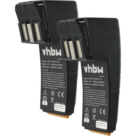 vhbw 2x batteria compatibile con Festo / Festool CCD12, C12GG, C12DUO, C12CE-NC-C45-Plus, CCD12ES utensile elettrico (3000 mAh, NiMH, 12 V) (1/4)