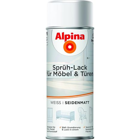 Alpina Sprühlack für Möbel & Türen 400 ml weiß seidenmatt Sprühlacke