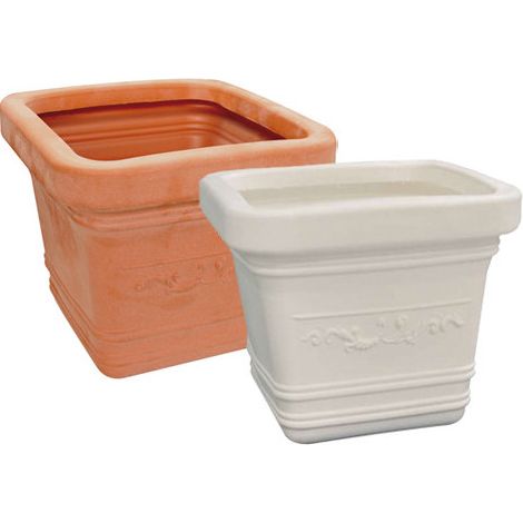 Vase carré 40×40×34 en résine Prestige blanc pour extérieur – Nuova Plastica Adriatica