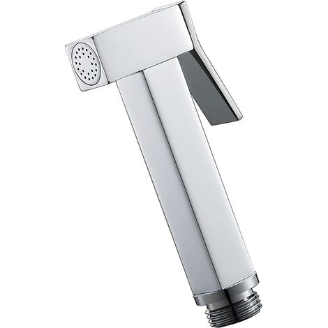 Pulvérisateur de Bidet à Main, Carré Douchette WC en Laiton Douchette Montage Mural Pulvérisateur pour Le Nettoyage de la Salle de Bain,Chrome (1/5)