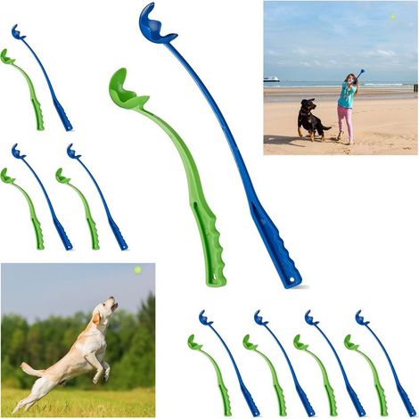 Lanceur de flipper pour chien, ensemble de 16 lance-pierres, poignée de balle de tennis, jouet pour chien, bleu-vert (1/5)