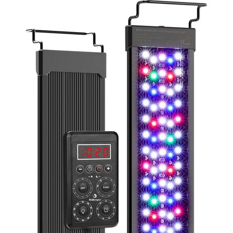 Intelligente Lampe pour Aquarium, IP68 Éclairage LED avec Calibrage Horaire Automatique (Un Bouton), Fonction Mémoire, Pectre Complet 24/7 pour Plantes, 9 Couleurs, 10 Luminosité, 9 Timers (1/5)
