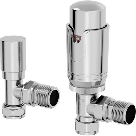 Galiflo Angled Thermostatic Radiator Valve & Lockshield – Chrome, 15mm TRV (1/5)