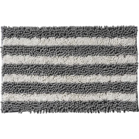 Tapis de bain déco à rayures en polyester 50x80cm (1/3)