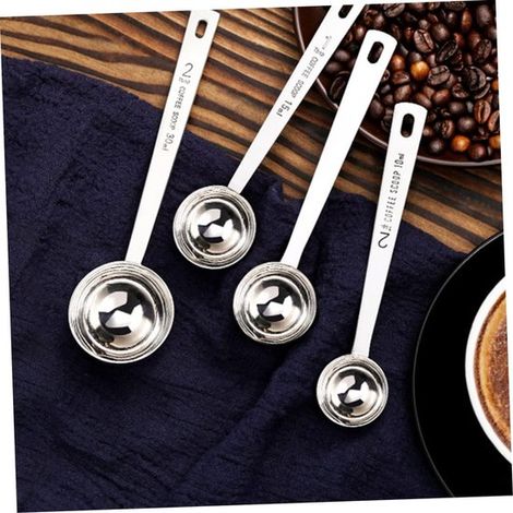 Cucchiai dosatori, cucchiaini da caffè, cucchiai dosatori da cucina (15-30 ml), utensili da cucina in metallo, cucchiai dosatori per caffè, farina e dolci, acciaio inossidabile, set da 4 pezzi (1/5)