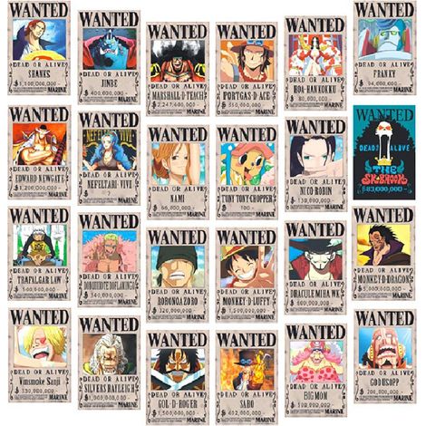 Affiches de récompense de recherche d'anime (28,5 x 19,5 cm) - Décoration murale autocollante à suspendre au mur ou à la porte (1/5)