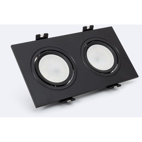 Downlight Einbaustrahler Eckig Schwenkbar GU10 6W Schnitt 75x150 mm PC No Flicker 6000K Schwarz Kaltweiß