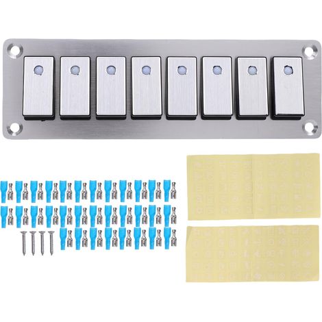 Panneau d'interrupteur à bascule en aluminium, 8 boutons, Mini bascule pour automobile, camping-car, camion (1/5)