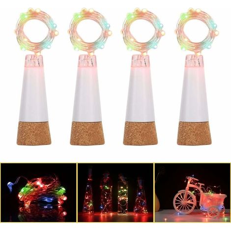4 pcs bottling lights USB rechargeable multi-color changing flashing fairy tale bottle lights 78 inches 20 LED waterproof cork string lights, suitable for DIY parties, birthdays, weddings, Christmas d (1/5)