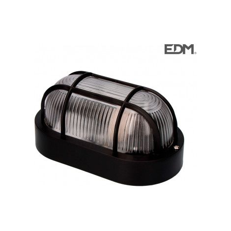 Aplique oval ip54 Color Negro 1xe27 40w 11.4x20.2x10cm modelo Tarragona EDM