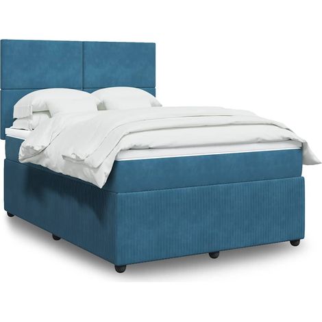 Boxspringbett mit Matratze Blau 140x200 cm Samt vidaXL (1/5)