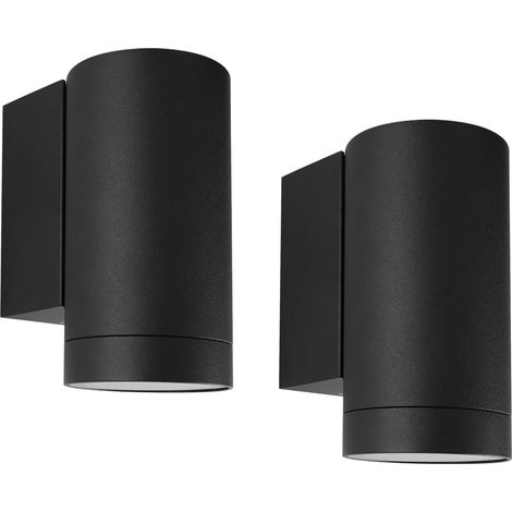 2 pcs Applique Murale Exterieur/Interieur, GU10 Aluminium Down Eclairage Exterieur, IP65 Étanche Lampe Murale pour Jardin Couloir Entrée Terrasse, Ampoule non Incluse, Noir (1/5)