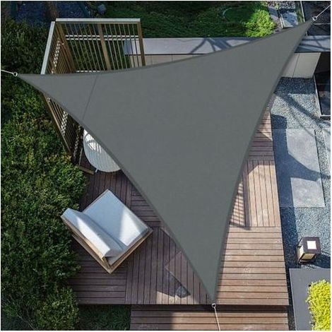 Voile d'ombrage Triangulaire 4x4x4m Imperméable Toile Ombrage UV Protection pour Patio Jardin, Terrasse, Extérieur, Balcon,Gris Anthracite (1/4)