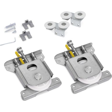 Kit roulettes basses pour coulissant 70kg avec freins - EMUCA - 6188920 (1/3)