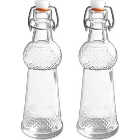 TrAdE Shop Traesio - 2 Bottiglia Bottiglie Bottigliette In Vetro Con Meccanico Con Guarnizione 75ml -