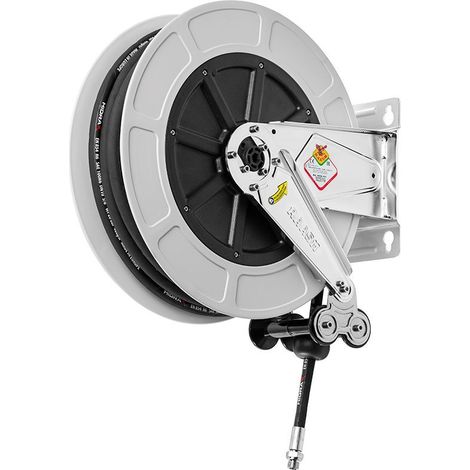Enrouleur d'eau chaude 15 m Ø 1/2 100 bars Inox 304, ABS avec enroulement automatique et support mural pivotant Raasm RA.9432.202