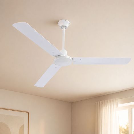 Deckenventilator mit Wandschalter 3 Geschwindigkeiten Lüfter Kühler weiß, DxH 142x58 cm (1/5)