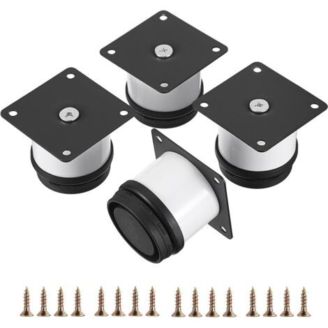 Lot de 4 pieds de meubles en acier inoxydable de 5,1 cm - Petits pieds de bureau en métal - Pieds de canapé - Pieds de rechange réglables en métal blanc - Pieds d'armoire ronds - Rallo