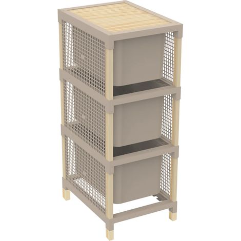 Cassettiera Multiuso 3 Cassetti da 15 L Organizer in Legno e Plastica 82x30x41cm (1/5)