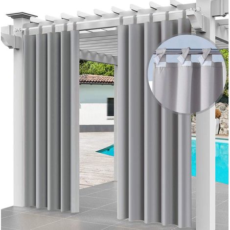 2 Rideau Extérieur Imperméable, 220x155cm, Protection UV, Polyester, Pour Jardin Patio Pergola