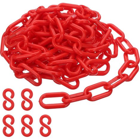 Maillons chaîne plastique, Chaînes sécurité 10 pieds, Chaînes plastique rouges pour barrières, contrôle foule, files d'attente, parkings, clôtures, portails, concerts et décoration (1/5)