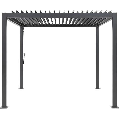 Pergola bioclimatique 3x3m en aluminium et acier galvanisé – Lames orientables pour ventilation – Résistante à la rouille (1/7)