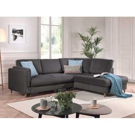 Brooke - canapé d'angle droit - convertible - 5 places - en velours (1/5)