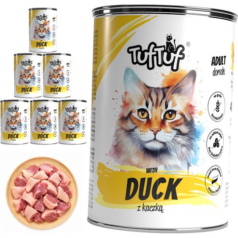 Pâtée pour chat TufTuf au canard, boîte de 6 x 400 g, viande en conserve (1/3)