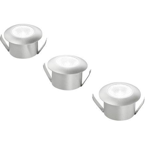 "Kit 3 incassi LED ASSO 1W rotondi in alluminio argentato con accessori" (1/3)