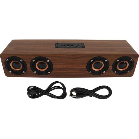 Réveil Enceinte Bluetooth Bois 4 Haut-parleurs 4 Modes Lecture Puissance Élevée Horloge Numérique Chambre Chevet Grain Bois (1/5)