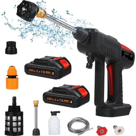 21V Max 60Bar Nettoyeur Haute Pression sur Batterie, Laveuse à Pression sans Fil Portable avec 2 Batterie,avec Kit d'accessoires,pour Un Nettoyage de terrasse, Jardin, Voiture (1/5)