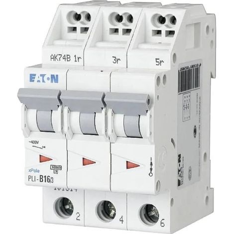 Eaton Interruptor automático (MCB) con borne enchufable, 16 A, 3p, Característica: B, 101314