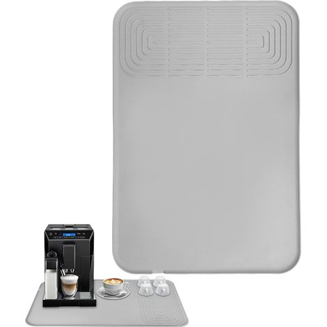 Tapis pour Machine à Café Tapis de Séchage en Silicone pour Vaisselle avec Bords Relevés pour Cafetière 60x40 cm pour Plan de Travail Sèche-Vaisselle Friteuse Bols et Tasses (1/5)