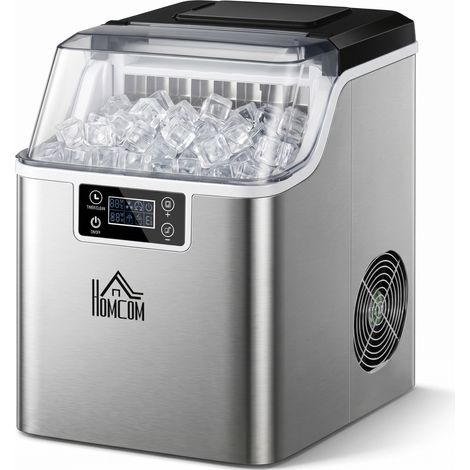 Machine à Glace Autonettoyante 24 Cubes chaque 14-18 Minutes avec Écran LCD, en Acier Inox, 25.2x36x37.1 cm (1/5)