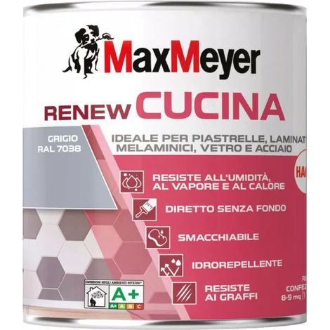 smalto all'acqua cucina max meyer "renew" grigio 0,75 lt