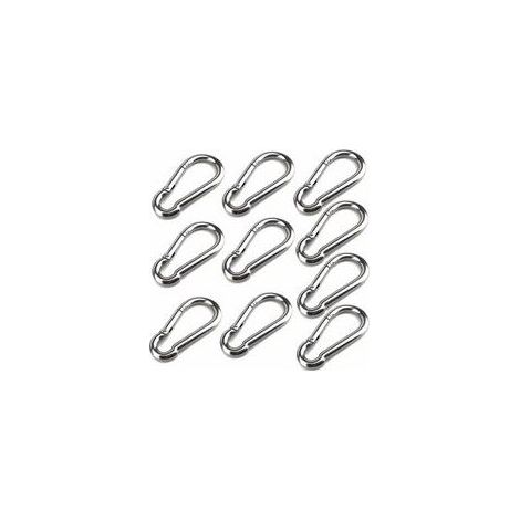 10 Mousquetons De 40 Mm X 4 Mm, Mousqueton En Acier Inoxydable 304 Avec Mousqueton, Capacité De Charge Jusqu'À Environ 80 Kg. (1/5)
