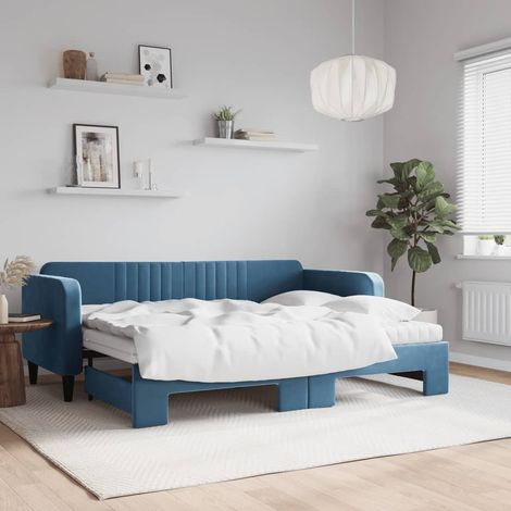 Sofá cama nido con colchón terciopelo azul 80x200 cm vidaXL