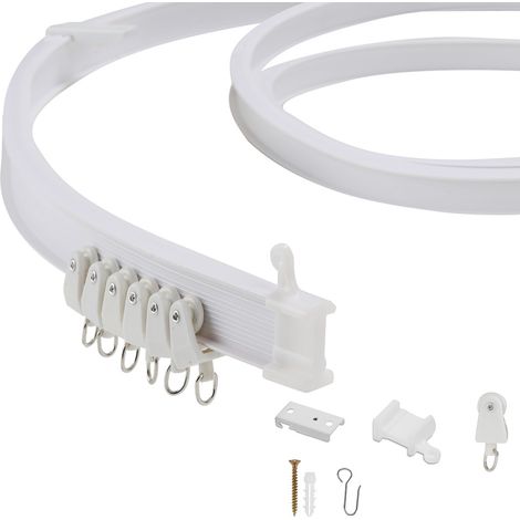 Jiubiaz Tringle à rideaux Tringle de plafond pliable, tringle flexible pour rideaux et séparateurs de pièce (1/5)