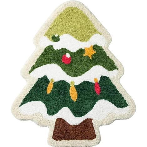 Tapis de bain sapin de Noël pour salon, tapis vert avec une excellente absorption et une grande facilité de lavage, tapis de douche antidérapant, tapis de porte de baignoire doux, épais et durable, dé (1/4)
