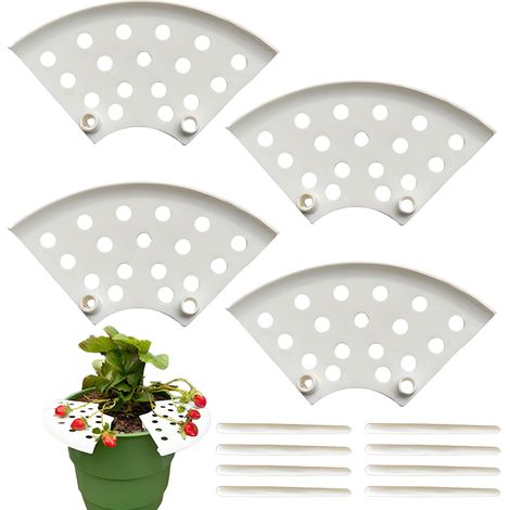 4 pièces Support de protection de culture pour Fraises, Cadre de soutien pour la culture des fraises, protège les fruits en croissance, Pour la culture en verger et le jardinage en pot (Blanc) (1/5)