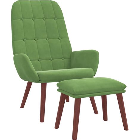 Maison Exclusive - Relaxsessel mit Hocker Hellgrün Samt (1/5)