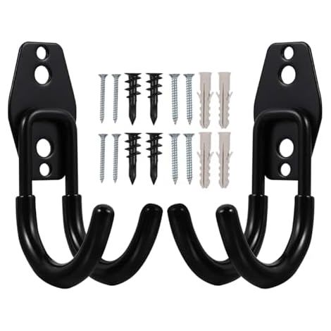 Lot de 4 Crochets Muraux Robustes en Acier Inoxydable Noir avec Vis pour Support Tuyau D’Arrosage Système Antidérapant Compatible Jardin Garage et Abri Rangement - (1/5)