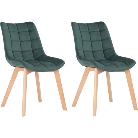 Set de 2 Sillas de comedor Passaic en terciopelo Verde