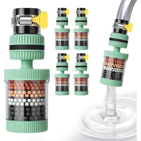 Universeller Wasserhahnfilter, 360° drehbarer Wasserreiniger, Wasserhahnaufsatz, geeignet für Spülbecken und Küchen, 4er-Set, grün (1/5)