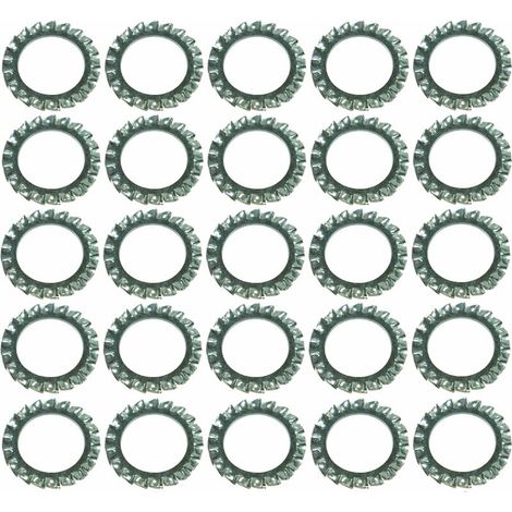 25x Rondelle évantail plate à denture extérieure rondelle frein dentelée en acier zingué DIN 6798 forme A Dent Blocage Fixation Vis Bulon Quincaillerie Electricité, M16x26x1,2mm (1/2)