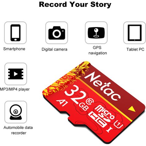 Carte mémoire Netac TF (MicroSD) 16 Go U1 C10 pour enregistreur de trafic, caméra de surveillance et carte mémoire pour téléphone portable (1/5)